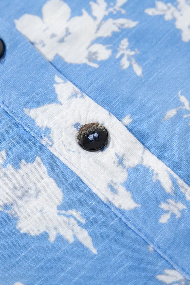 Myosotis Floral Print Half Button Wide Leg Relaxed Jumpsuit - Love Salve